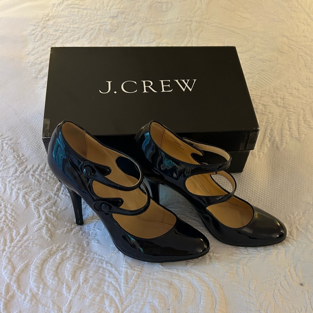J. Crew Mona Patent Leather Maryjanes, Italy, Leather Lined, Leather Soles